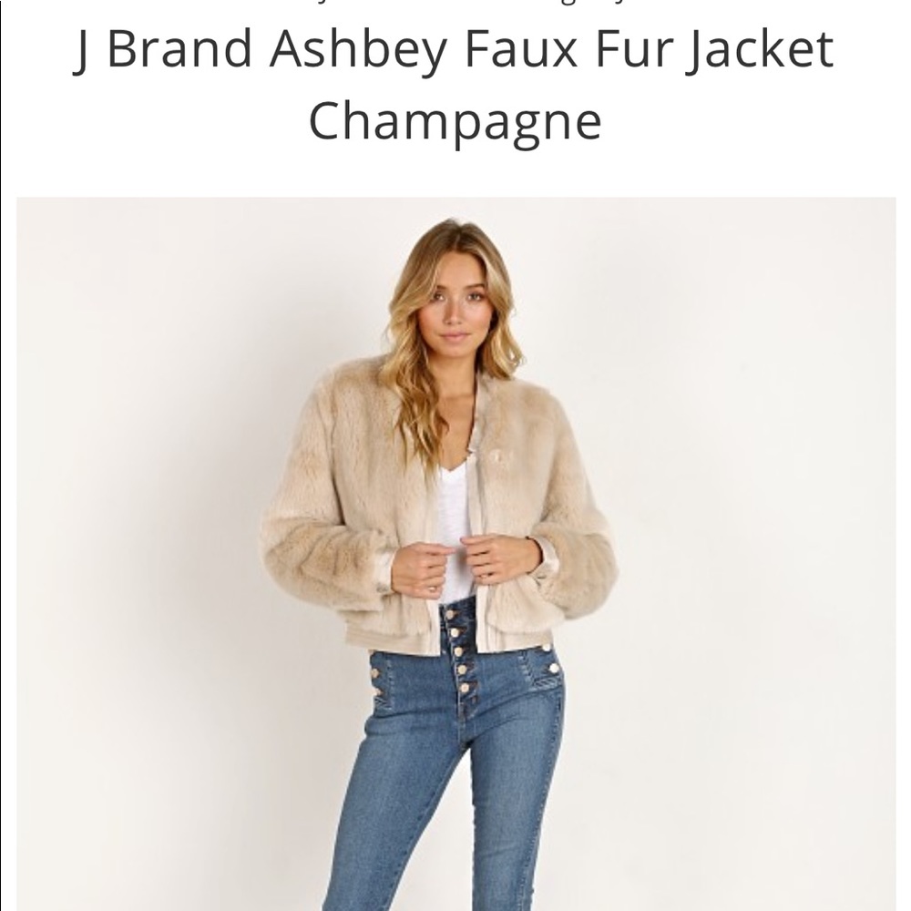 J Brand Ashbey Faux Fur Jacket Champagne